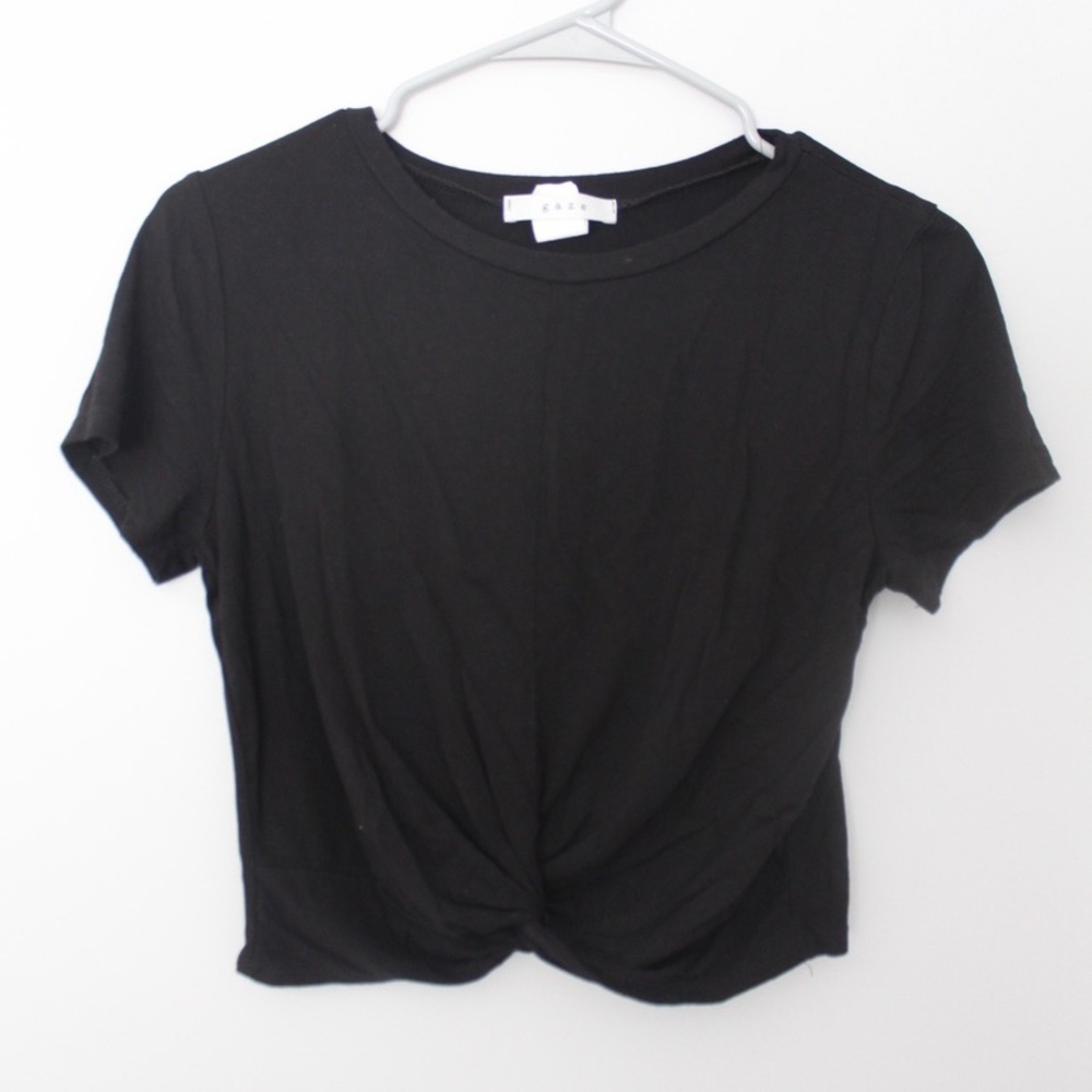 Black Twist Tie Crop Top